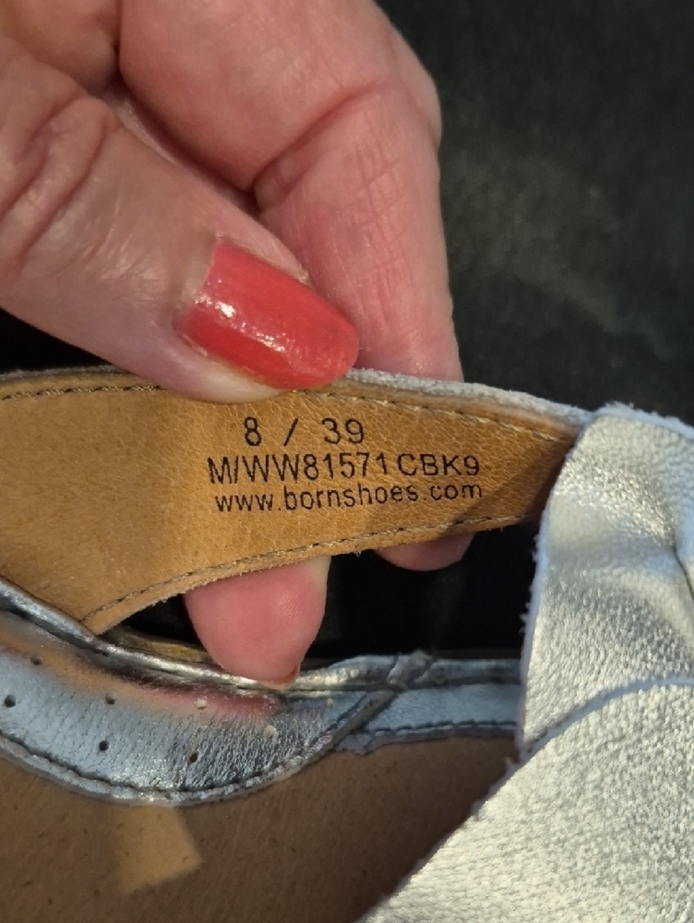 Born Metallic Silver Leather Floral Slide Flip Flop Sandals - Picture 3 of 8